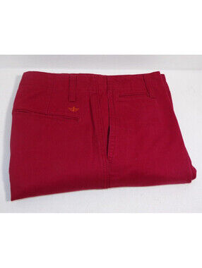 Dockers Men's Casual Chino Pants Size 29x30 Flat Front Burgundy Colorful Pockets
